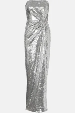 Roland Mouret Buckle-detail sequined strapless gown
