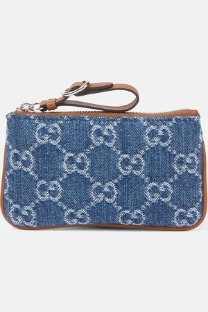 Gucci GG leather-trimmed denim wallet