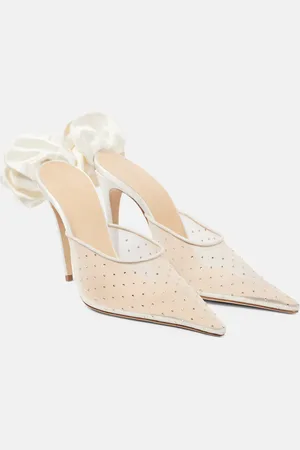 MAGDA BUTRYM Floral-appliquÃ© embellished mesh mules