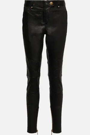 Balmain Low-rise leather skinny pants