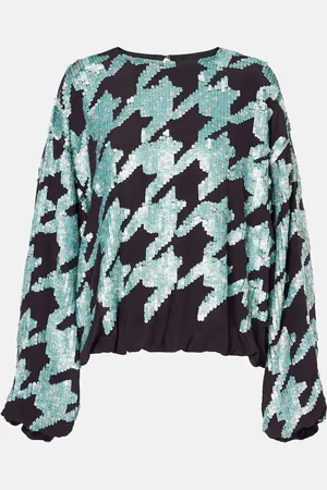 DRIES VAN NOTEN Sequined houndstooth silk sweatshirt