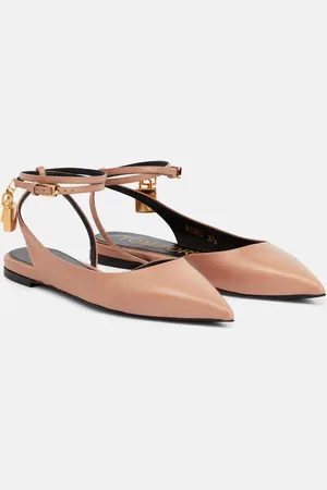 Tom Ford Padlock leather slingback flats