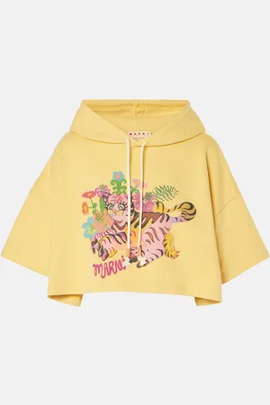 Marni Printed cropped cotton hoodie
