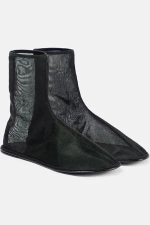 The Row Leather-trimmed mesh ankle boots