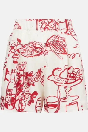 ASCENO Zurich printed silk twill shorts