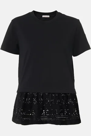 Moncler Lace-trimmed cotton T-shirt