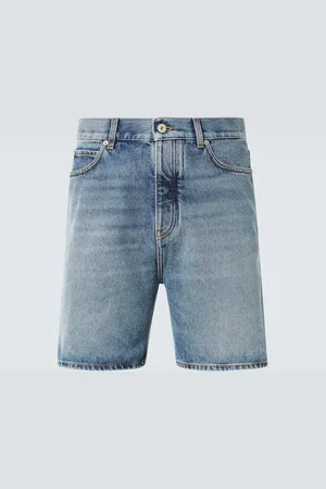 Loewe Leather-trimmed denim shorts