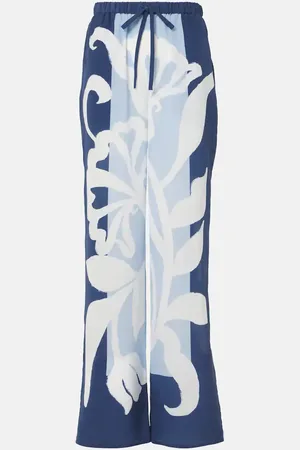 SIR Sorrento printed silk satin wide-leg pants