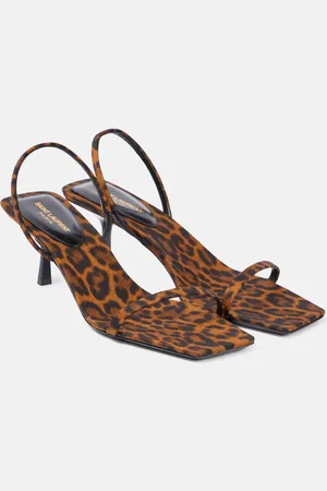 Saint Laurent Jaspe 55 leopard-print grosgrain sandals