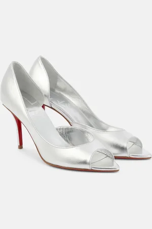 Christian Louboutin Open Apostropha 80 metallic leather pumps