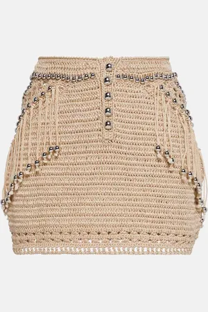 Paco rabanne Embellished cotton crochet-knit miniskirt