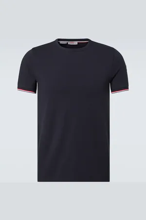 Moncler Tricolor cotton-blend jersey T-shirt