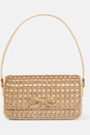 Self-Portrait Bow embellished chainmail shoulder bag