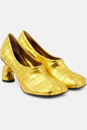 DRIES VAN NOTEN 75 metallic leather pumps