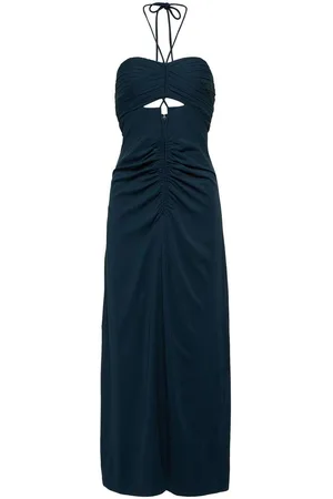 Self-Portrait Cutout ruched halterneck maxi dress
