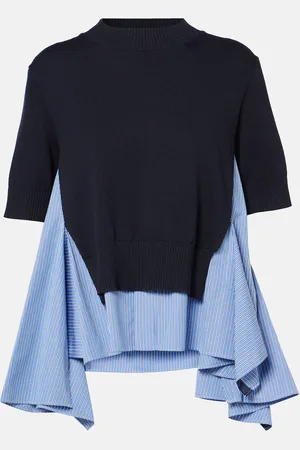 SACAI Cotton-blend poplin cardigan