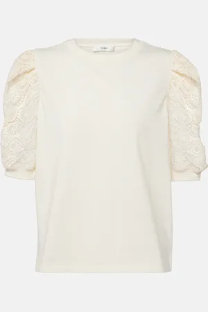 Frame Frankie lace-trimmed cotton jersey top