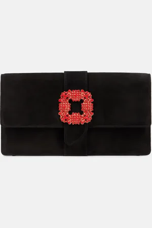 Manolo Blahnik Capri embellished suede clutch