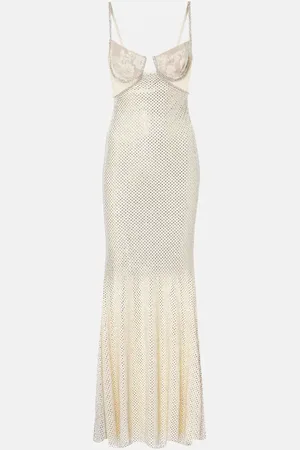 Self-Portrait Bridal embellished mesh-trimmed gown