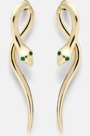 Ileana Makri Boa 18kt earrings with emeralds
