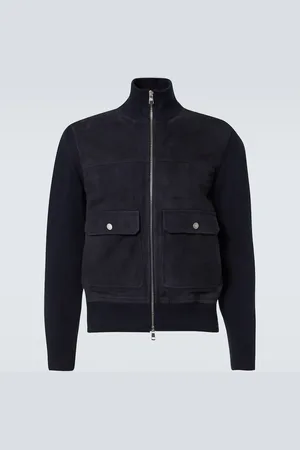 Moncler Suede-trimmed wool and cotton jacket