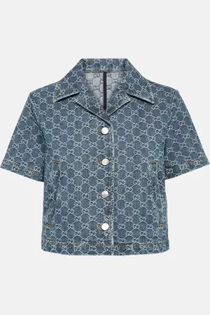 Gucci GG cropped denim jacquard top