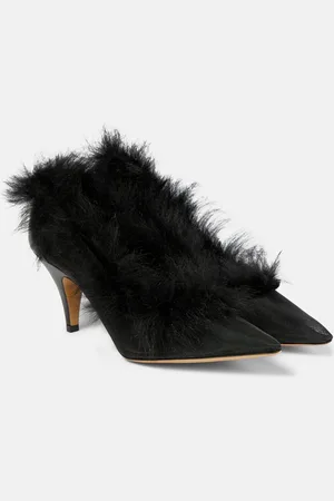 Khaite River shearling-trimmed mesh pumps