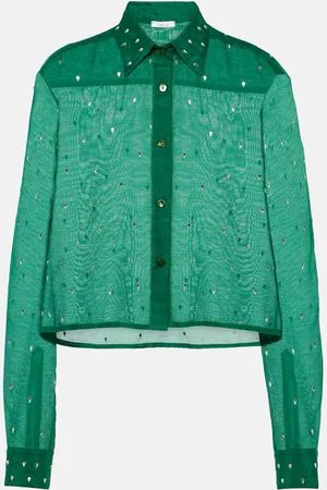 Oseree OsÃ©ree Gem crystal-embellished cotton and silk shirt