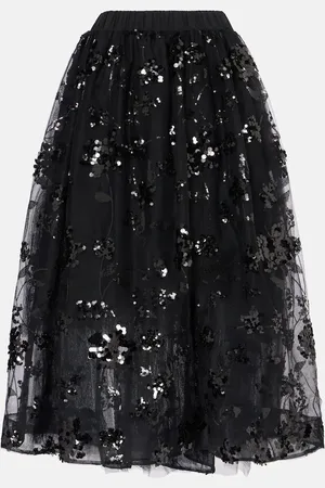Simone Rocha Sequined tulle midi skirt