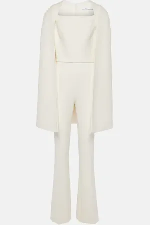 Safiyaa Bridal Cinzia caped crÃªpe jumpsuit