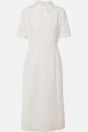Oscar de la Renta Lace-trimmed wool-blend midi dress