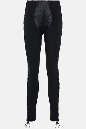 Jean Paul Gaultier X Lotta Volkova Lace-up satin and mesh leggings