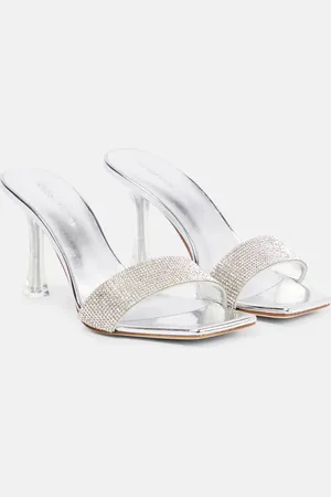 MAGDA BUTRYM Embellished leather-trimmed PVC mules