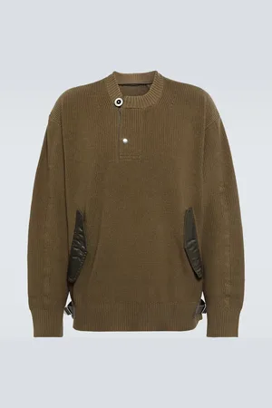 SACAI Ribbed-knit cotton-blend sweater