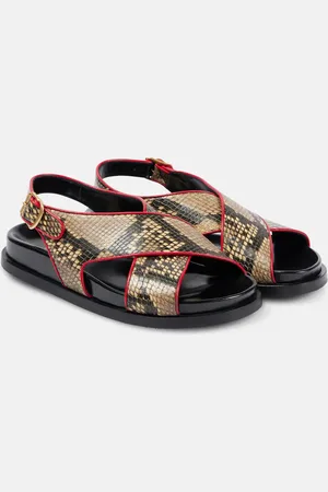 DRIES VAN NOTEN Snake-effect leather slingback sandals