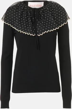 VALENTINO Tulle-trimmed wool sweater
