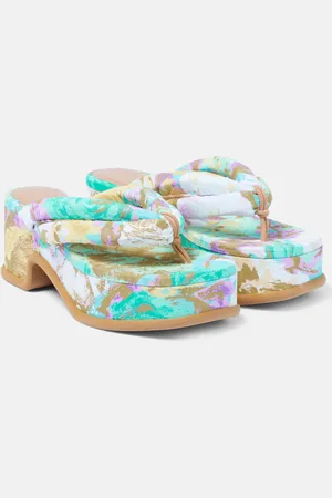 DRIES VAN NOTEN Floral-printed platform thong sandals