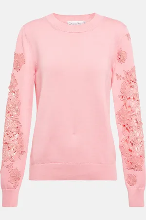 Oscar de la Renta AppliquÃ©d cotton sweater