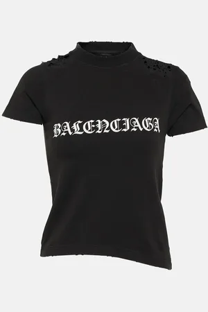 Balenciaga Gothic Type Shrunk cotton-blend T-shirt