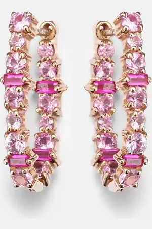 Ileana Makri Rivulet 18kt hoop earrings with sapphires and rubies