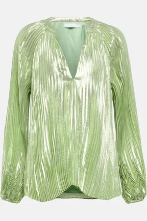 Simkhai Char plissÃ© silk-blend blouse