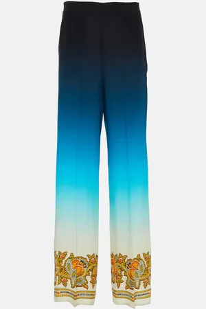 Etro OmbrÃ© printed silk wide-leg pants