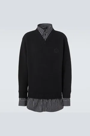 Balenciaga Layered wool and cotton poplin sweater