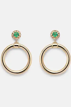 Ileana Makri Endless 18kt hoop earrings with emeralds and diamonds