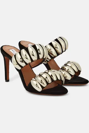 Alaïa AlaÃ¯a Tribale embellished suede mules
