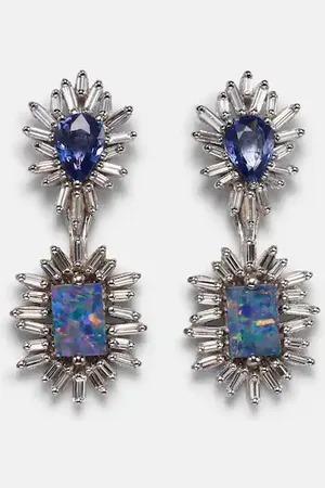 Suzanne Kalan 18kt white gold drop earrings with gemstones