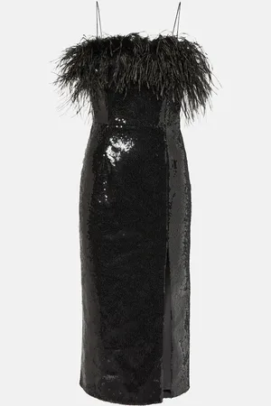 Rebecca Vallance Nika feather-trimmed midi dress