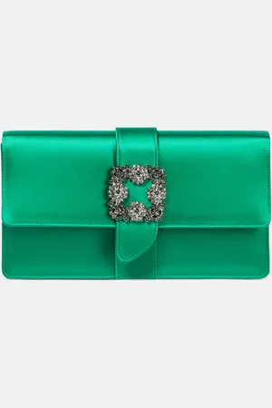 Manolo Blahnik Capri embellished satin clutch