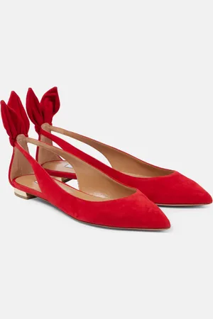 Aquazzura Bow Tie suede ballet flats