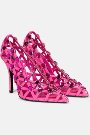 The Attico Grid crystal-embellished suede pumps